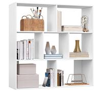 eSituro Librería de Madera, Estantería Libros de 3 Niveles, 7 Estantes Modulares de 2 Tamaños, para Salón, Oficina, Dormitorio, Estudio, Blanco, 100x100x30 cm, SBKC0042