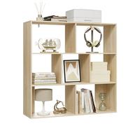eSituro Librería Madera, Estantería para Libros 3 Niveles, Estante de Almacenamiento Modular para Salón, Oficina, Dormitorio, Estudio, 7 Compartimentos de 2 tamaños, Roble Claro, 100x100x30 cm