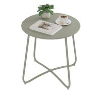 eSituro Mesa Auxiliar Redonda, Mesa Pequeña para Balcón, Mesita Jardín de Metal, Mesa Terraza Exterior, Mesa de Centro, Mesa Baja Resisitente para Patio, Sofá, Salón, Dormitorio, φ48x45 cm, Gris