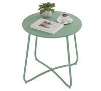 eSituro Mesa Auxiliar Redonda, Mesa Pequeña para Balcón, Mesita Jardín de Metal, Mesa Terraza Exterior, Mesa de Centro, Mesa Baja Resisitente para Patio, Sofá, Salón, Dormitorio, φ48x45 cm, Verde