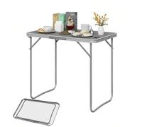 eSituro Mesa Plegable Mesa de Picnic Multifuncional, Mesa Jardin Exterior Portatil con Asa, Mesa Auxiliar Plegable para Acampar, Terraza y Playa, 80x50x70 cm Gris