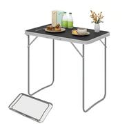 eSituro Mesa Plegable Multifuncional de Picnic, Jardín Exterior Portátil con Asa, Auxiliar para Acampar, Terraza y Playa, 80x50x70 cm Negro