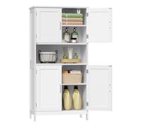 eSituro Mobile da Bagno, Mobile da Bagno Indipendente con 2 Armadietti e 1 Vano Aperto, con Ripiani Regolabili in Altezza, Unità di Stoccaggio per Corridoio, Credenza da Cucina, 60x30x120 cm, Bianco