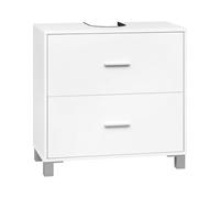 eSituro Mueble Bajo Lavabo, Armario Baño con 2 Cajones Grandes, con Hueco de Sifón, Mueble Auxiliar Baño Blanco, Madera E1, 60x30x60 cm