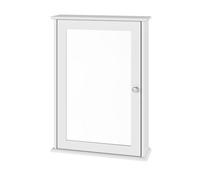 eSituro Mueble de baño Suspendido de Espejo Armario de Ducha de Pared con Toallero y Estante de Medicamentos con Puertas Blanco 42x58,5x12cm
