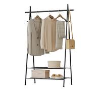 eSituro Perchero Burro de Ropa con Estante para Zapatos y 4 Ganchos, Perchero Triangular de Tubos de Metal para Dormitorio