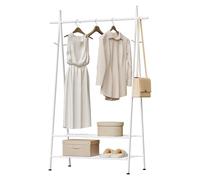 eSituro Perchero Burro de Ropa Independiente con Barra Superior, Perchero Triangular de Tubos de Metal Inferior con Dobles Estantes 106x44x161 cm (AxAxL) para Dormitorio