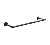 eSituro Perchero de Pared Industrial, 100cm, Barra de Ropa para Colgar, Percha de Metal, Riel para Ropa de Tubo Negro, para Dormitorio, Sala de estar, Cocina