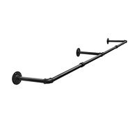 eSituro Perchero de Pared Industrial, 180 cm, Barra de Ropa para Colgar, Percha de Metal, Riel de Tubo, para Dormitorio, Sala de estar, Cocina, Negro
