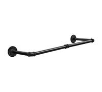 eSituro Perchero de Pared Industrial, Barra de Ropa para Colgar, Percha de Metal, Riel de Tubo, para Dormitorio, Sala de estar, Cocina, Negro