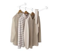 eSituro Perchero Pared, Riel Ropa Colgante, Barra Perchero Colgador, Tubo Metálico Rectángulo para Ropa, Estilo Industrial, para Pasill,o Cocina, Salón, Baño, 64 cm, Blanco