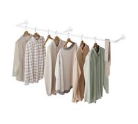eSituro Perchero Pared, Riel Ropa Colgante, Barra Perchero Colgador, Tubo Metálico Rectángulo para Ropa, Estilo Industrial, para Pasill,o Cocina, Salón, Baño, 180 cm, Blanco