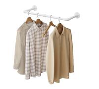 eSituro Perchero Pared, Riel Ropa Colgante, Barra Perchero Colgador, Tubo Metálico Rectángulo para Ropa, Estilo Industrial, para Pasill,o Cocina, Salón, Baño, 79 cm, Blanco