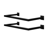 eSituro Percheros de Pared, Set de 2 Barras Colgar Ropa, Rieles de Pared Rectángulo, Barra Perchero Industrial, para Pasillo Cocina Salón Baño, Tubo Resistente, 64x6,5x30 cm, Negro