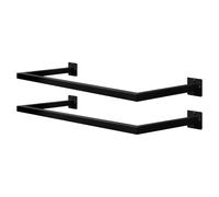 eSituro Percheros de Pared, Set de 2 Barras Colgar Ropa, Rieles de Pared Rectángulo, Barra Perchero Industrial, para Pasillo Cocina Salón Baño, Tubo Resistente, 94x6,5x30 cm, Negro