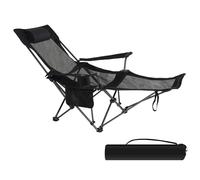 eSituro Silla de Camping Plegable, Silla Exterior Portátil, con Reposabrazos, Respaldo Ajustable, para Pesca, Senderismo y Acampada, Negro
