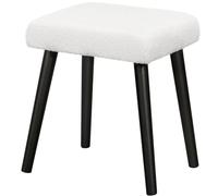 eSituro Taburete Tocador Maquillaje con Asiento Tapizado en Tejido Polar Teddy, Silla para Tocador, 42x32x48 cm, Blanco