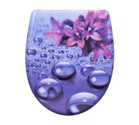 eSituro Tapa Asiento WC, Asiento Inodoro de Cierre Lento, Tapa Inodoro en Forma O con Liberación Rápida, Tapa WC de Duroplast, Bisagras Ajustables 360° y Fijación Superior, Violeta con gota de agua