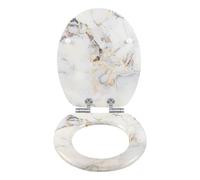 eSituro Tapa WC Universal en Forma O, Asiento de Inodoro con Bisagra de Cierre Suave, Tapa Inodoro de Montaje y Liberación Rápida, MDF, Distancia entre Agujeros de Montaje