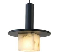 ESIYUVO Lámpara colgante de piedra natural de 7.8", Lámpara de araña de madera negra con pantalla de mármol, Lámpara de techo colgante minimalista moderna, Para isla de cocina, comedor,