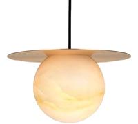 ESIYUVO Lámpara colgante de piedra natural, pantalla esférica de mármol con detalle de disco metálico, lámpara de techo minimalista y moderna para isla de cocina, comedor, sala de estar,