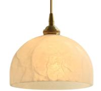 ESIYUVO Lámpara colgante moderna de mármol natural, Lámparas de comedor de altura ajustable, Lámpara de araña de cobre con pantalla de piedra pequeña, Para isla de cocina, sala de estar,