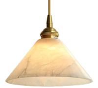 ESIYUVO Lámpara colgante moderna de mármol natural, Lámparas de comedor de altura ajustable, Lámpara de araña de cobre con pantalla de piedra pequeña, Para isla de cocina, sala de estar,