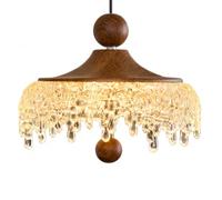 ESIYUVO Lámpara colgante vintage con cuentas, lámpara colgante de acrílico y metal de 21 cm con flecos decorativos, cable de 120 cm, luminaria de luz cálida para interiores, ideal para comedor.