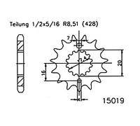 ESJOT de cadena de piñón, 16 dientes