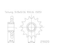 ESJOT de cadena de piñón, 16 dientes