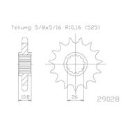 ESJOT de cadena de piñón, 16 dientes