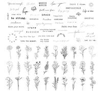 Esland Tatuajes Temporales Realistas - 60 Piezas Pequeños Tatuajes Extraíbles, 30 Piezas Tatuajes Inspiradores, 30 Piezas Flores Silvestres Botanical Ink Line Floral Hoja Tatuaje Pegatinas