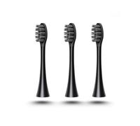 ESLAY - 3 cabezales de repuesto para cepillo de dientes eléctrico recargable | Compatibles modelo compacto de viaje | cerdas medianas | higiene dental adulto | reemplazo fácil - negro