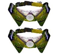 Eslifey 2 collares de perro con pajarita, collar de esmoquin formal ajustable para perro con collar de camisa extraíble, collares de gato para mascotas pequeñas, cascada verde de la naturaleza