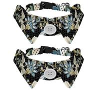 Eslifey 2 collares de perro con pajarita, collar de esmoquin formal ajustable para perro con collar de camisa extraíble, collares de gato para mascotas pequeñas, patrón étnico japonés de grúas