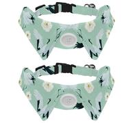 Eslifey 2 collares de perro con pajarita, collar de esmoquin formal ajustable para perro con collar de camisa extraíble, collares de gato para mascotas pequeñas, grúas y patrón de flores