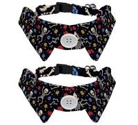Eslifey 2 collares de perro con pajarita, collar de esmoquin formal ajustable para perro con collar de camisa extraíble, collares de gato para mascotas pequeñas, rosas de esqueleto de baile de