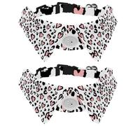 Eslifey 2 collares de perro con pajarita, collar de esmoquin formal ajustable para perro con collar de camisa extraíble, collares de gato para mascotas pequeñas, camuflaje rosa leopardo