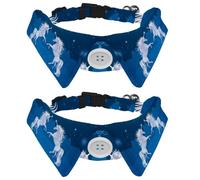 Eslifey 2 collares de perro con pajarita, collar de esmoquin formal ajustable para perro con collar de camisa extraíble, collares de gato para mascotas pequeñas, dulces sueños, galaxia, unicornio