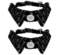 Eslifey 2 collares de perro con pajarita, collar de esmoquin formal ajustable para perro con collar de camisa extraíble, collares de gato para mascotas pequeñas, esqueleto de calavera de baile