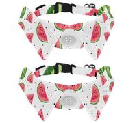 Eslifey 2 collares de perro con pajarita, collar de esmoquin formal ajustable para perro con collar de camisa extraíble, collares de gato para mascotas pequeñas, sandías de frutas de verano