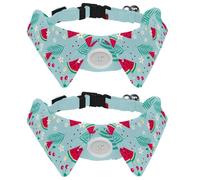 Eslifey 2 collares de perro con pajarita, collar de esmoquin formal ajustable para perro con collar de camisa extraíble, collares de gato para mascotas pequeñas, patrón de cerezas de sandías y flores
