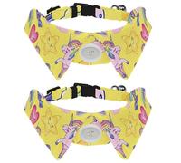 Eslifey 2 collares de perro con pajarita, collar de esmoquin formal ajustable para perro con collar de camisa extraíble, collares de gato para mascotas pequeñas, unicornio tímido, estrellas arcoíris