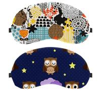 Eslifey 2 cubrebocas opacos, diseño de búhos con estrellas, con correa ajustable para dormir y viajar