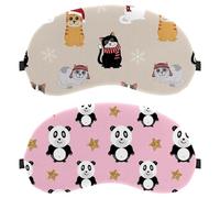 Eslifey 2 cubrebocas opacos, diseño de panda con estrellas brillantes, color rosa, con correa ajustable para dormir y viajar