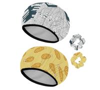 Eslifey 2 gorros de ducha reutilizables con coleteros para el cabello para mujer, gorro de baño elástico impermeable para cabello largo, mapa de la ciudad de Rotterdam en Holanda del Sur, Países Bajos