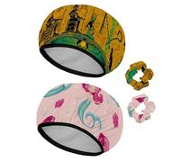 Eslifey 2 gorros de ducha reutilizables con coleteros para el cabello para mujer, gorro de baño elástico impermeable para cabello largo, patrón de faraón de dioses egipcios