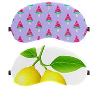 Eslifey 2 máscaras opacas para los ojos, color amarillo brillante, con diseño de frutas y limón, con correa ajustable para dormir y viajar