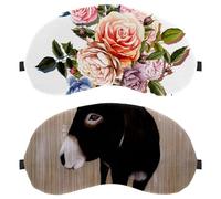 Eslifey 2 máscaras opacas para los ojos, con diseño de burro triste, con correa ajustable para dormir o viajar