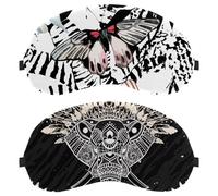 Eslifey 2 máscaras opacas para los ojos, diseño de elefante de la tribu india, cubierta de sombra para dormir con correa ajustable para dormir y viajar